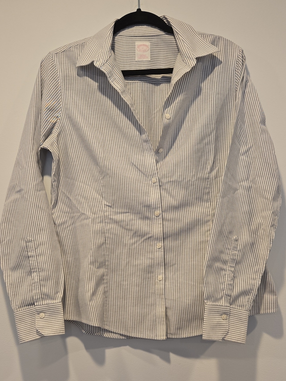 Brooks Brothers Preppy Striped Button Down Shirt White Gray Women's Size 12